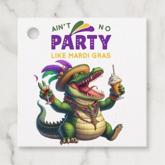 Happy Mardi Gras Alligator Bedankjes Labels (Voorkant)