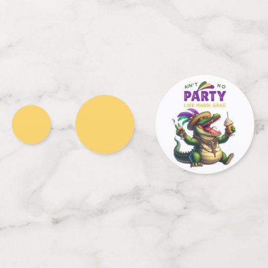 Happy Mardi Gras Alligator Confetti (Achterkanten)