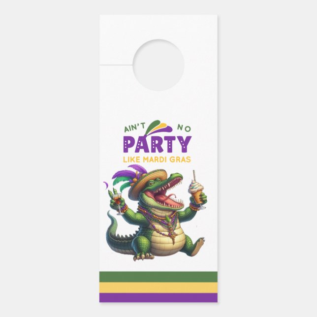 Happy Mardi Gras Alligator Deurhanger (Voorkant)