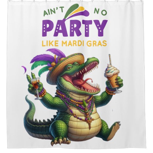 Happy Mardi Gras Alligator Douchegordijn (Voorkant)