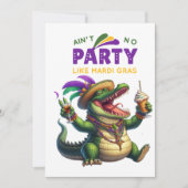 Happy Mardi Gras Alligator Feestdagenkaart (Voorkant)