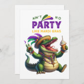 Happy Mardi Gras Alligator Feestdagenkaart (Voorkant / Achterkant)