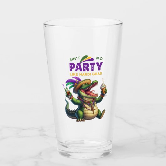 Happy Mardi Gras Alligator Glas (Voorkant)