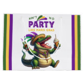 Happy Mardi Gras Alligator Groot Cadeauzakje (Achterkant)