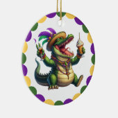Happy Mardi Gras Alligator Keramisch Ornament (Rechts)