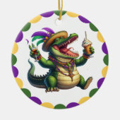 Happy Mardi Gras Alligator Keramisch Ornament (Voorkant)