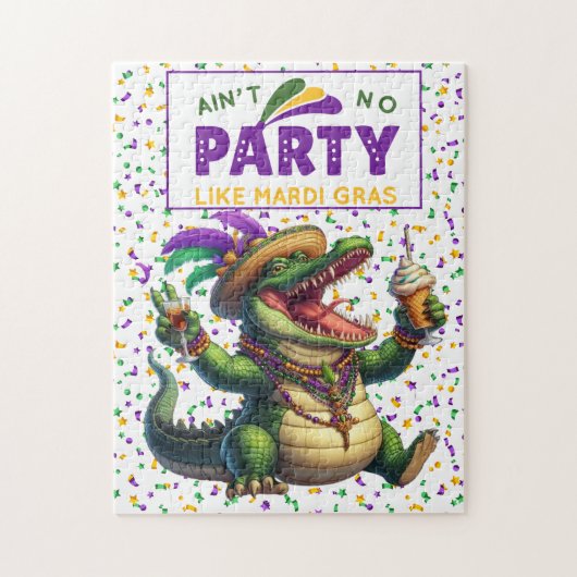 Happy Mardi Gras Alligator Legpuzzel (Verticaal)