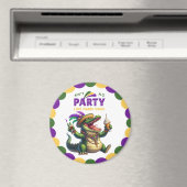 Happy Mardi Gras Alligator Magneet (Insitu (Vaatwasser))