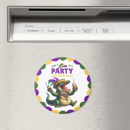 Happy Mardi Gras Alligator Magneet (Insitu (Vaatwasser))
