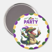 Happy Mardi Gras Alligator Magneet (Voorkant / Achterkant)