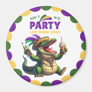 Happy Mardi Gras Alligator Magneet