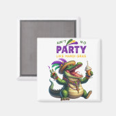 Happy Mardi Gras Alligator Magneet (Voorkant / Achterkant)