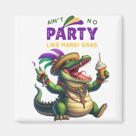 Happy Mardi Gras Alligator Magneet (Voorkant)