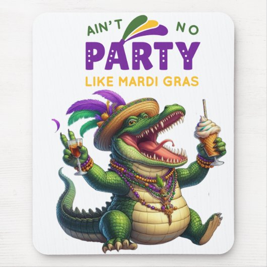 Happy Mardi Gras Alligator Muismat (Voorkant)