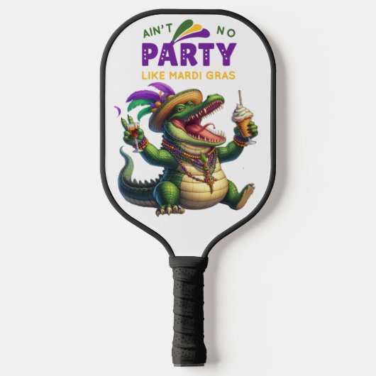 Happy Mardi Gras Alligator Pickleball Paddle (Voorkant)