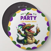 Happy Mardi Gras Alligator Ronde Button 6,0 Cm (Voorkant /achterkant)