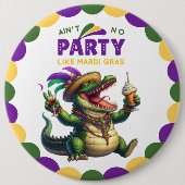 Happy Mardi Gras Alligator Ronde Button 6,0 Cm (Voorkant)