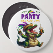 Happy Mardi Gras Alligator Ronde Button 6,0 Cm (Voorkant /achterkant)