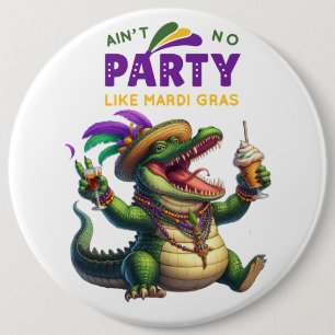 Happy Mardi Gras Alligator Ronde Button 6,0 Cm