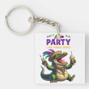 Happy Mardi Gras Alligator Sleutelhanger