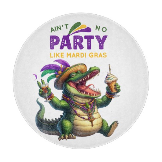 Happy Mardi Gras Alligator Snijplank (Voorkant)
