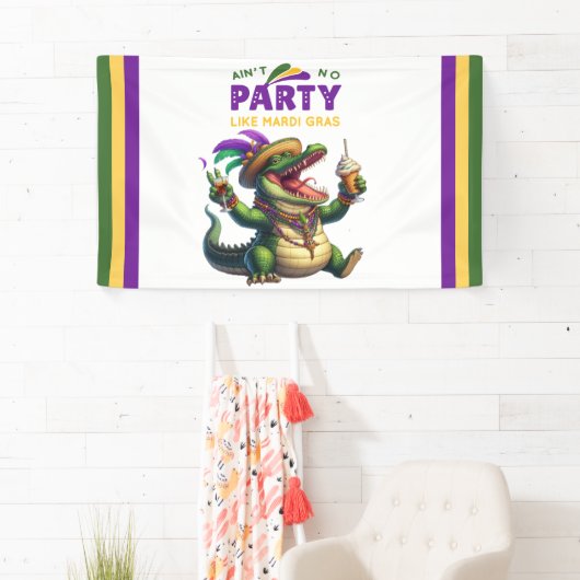 Happy Mardi Gras Alligator Spandoek (Insitu)