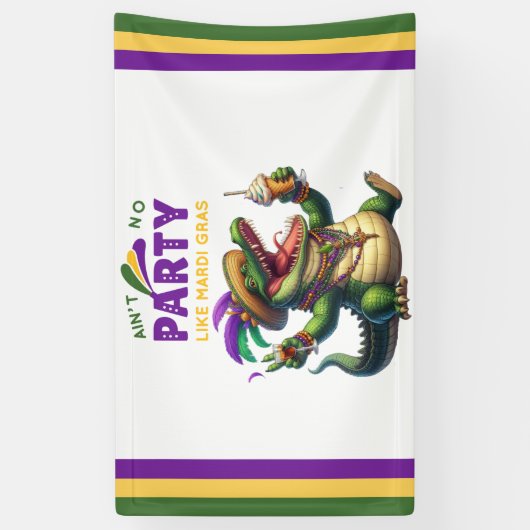 Happy Mardi Gras Alligator Spandoek (Verticaal)