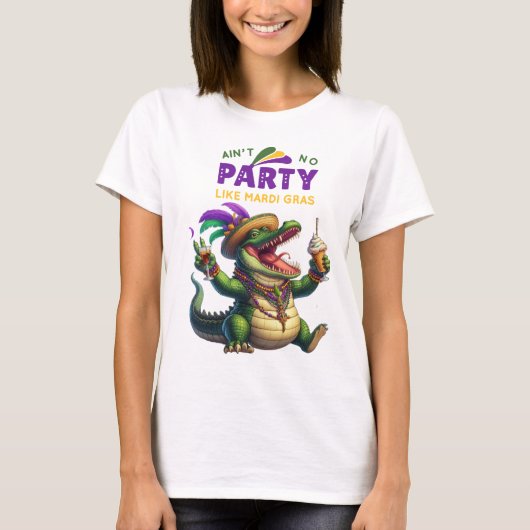 Happy Mardi Gras Alligator T-shirt (Voorkant)