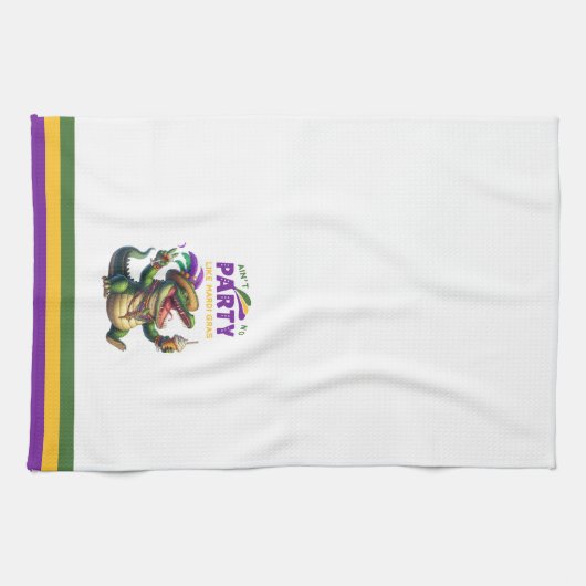 Happy Mardi Gras Alligator Theedoek (Horizontaal)