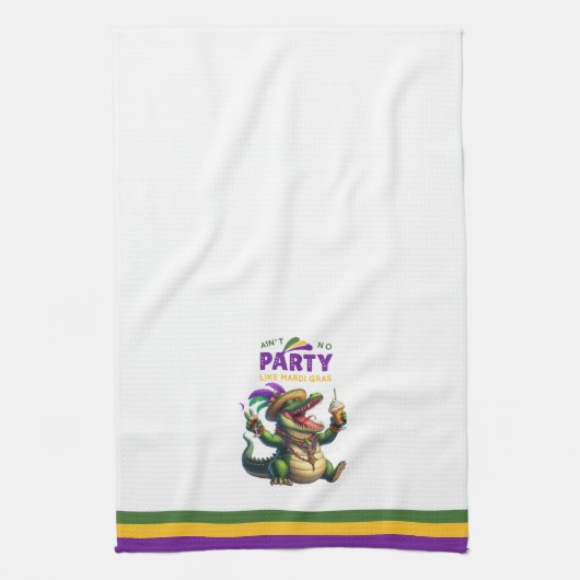 Happy Mardi Gras Alligator Theedoek (Verticaal)