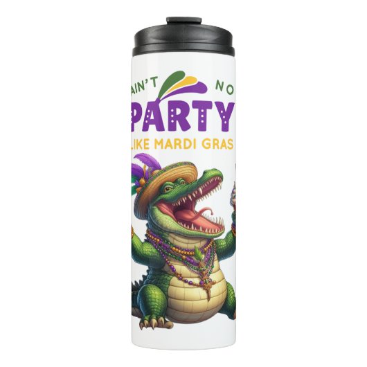 Happy Mardi Gras Alligator Thermosbeker (Voorkant)