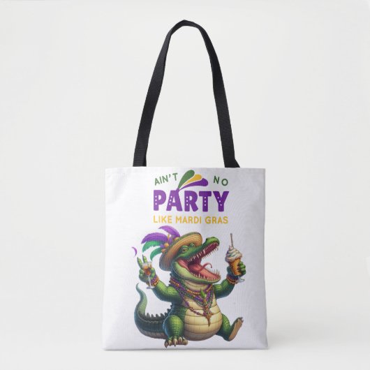 Happy Mardi Gras Alligator Tote Bag (Voorkant)