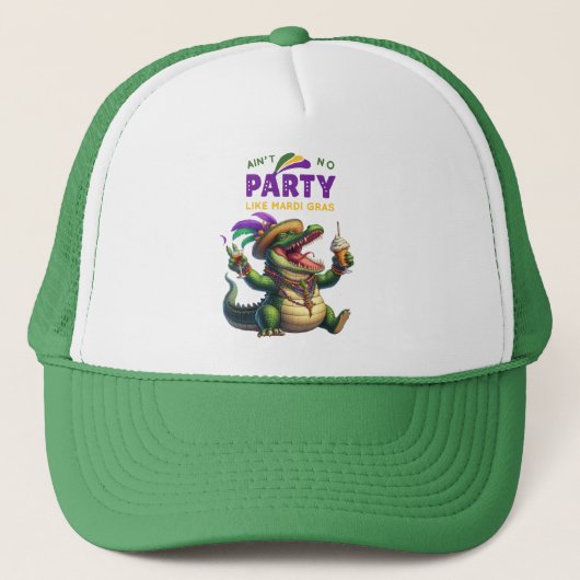 Happy Mardi Gras Alligator Trucker Pet (Voorkant)