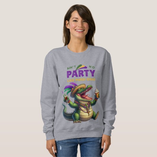 Happy Mardi Gras Alligator Trui (Voorkant volledig)