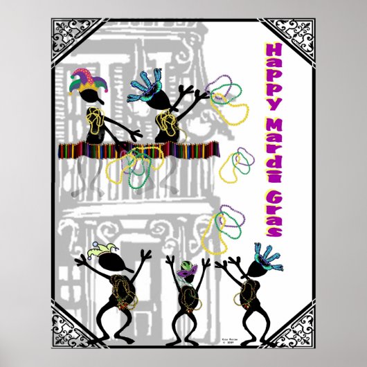 Happy Mardi Gras-Balcony Scene Poster (Voorkant)