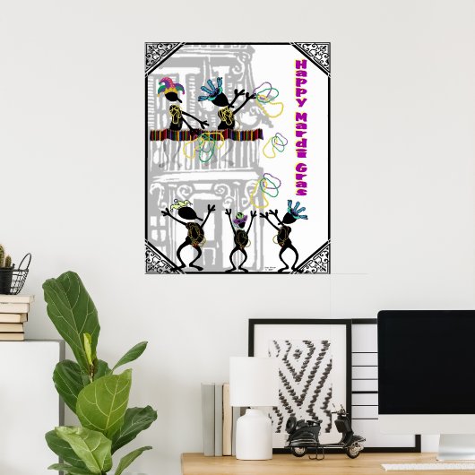 Happy Mardi Gras-Balcony Scene Poster (Thuiskantoor)