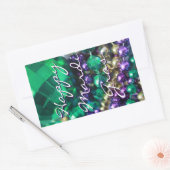 Happy Mardi Gras Bead Throws Aangepaste Decalen Rechthoekige Sticker (Envelop)