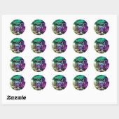Happy Mardi Gras Bead Throws Gepersonaliseerd Stic Ronde Sticker (Vel)