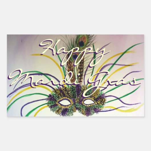 Happy Mardi Gras Bead Throws veters Rechthoekige Sticker (Voorkant)