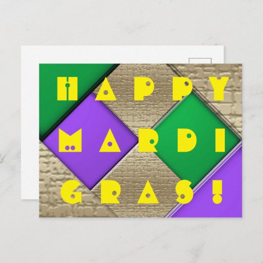 Happy Mardi Gras Briefkaart (Voorkant / Achterkant)