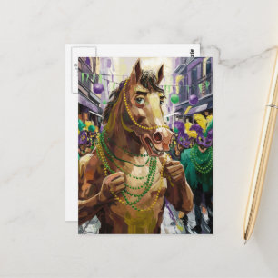 Happy Mardi Gras Brown Horse Briefkaart
