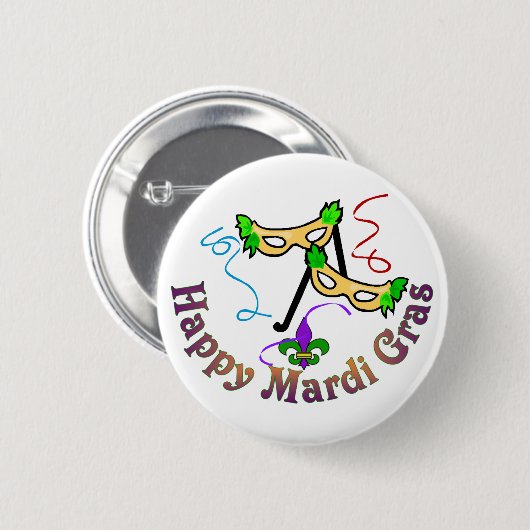 Happy Mardi Gras Button (Voorkant /achterkant)