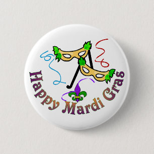 Happy Mardi Gras Button