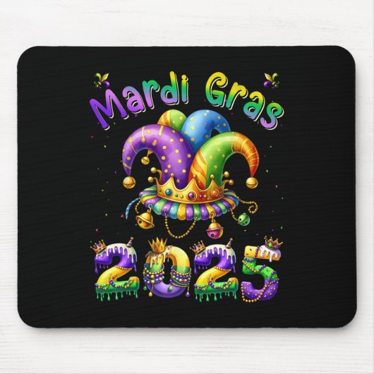Happy Mardi Gras Carnaval Mardi Gras 2025 Jester O Muismat (Voorkant)