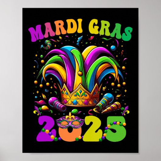 Happy Mardi Gras Carnaval Mardi Gras 2025 Jester O Poster (Voorkant)