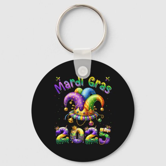 Happy Mardi Gras Carnaval Mardi Gras 2025 Jester O Sleutelhanger (Voorkant)