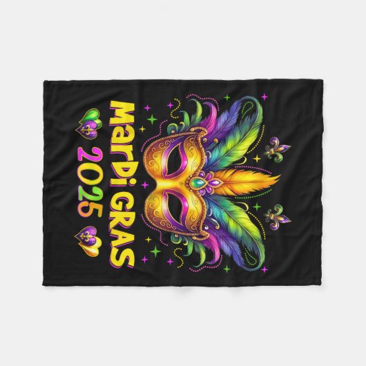 Happy Mardi Gras Carnaval Mardi Gras Mask 2025 Jes Fleece Deken (Voorkant (Horizontaal))