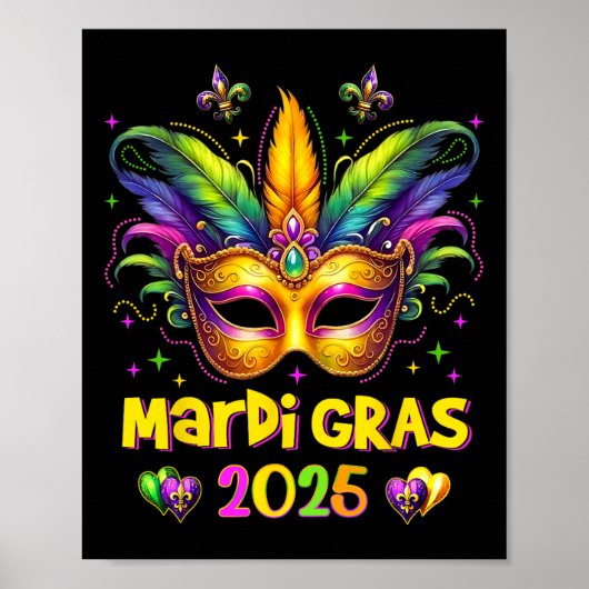 Happy Mardi Gras Carnaval Mardi Gras Mask 2025 Jes Poster (Voorkant)