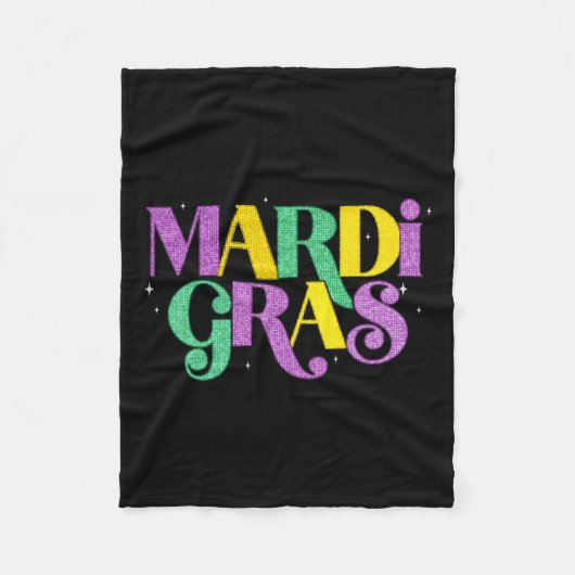 Happy Mardi Gras Carnaval Vet Dinsdag Fleur De Lis Fleece Deken (Voorkant)