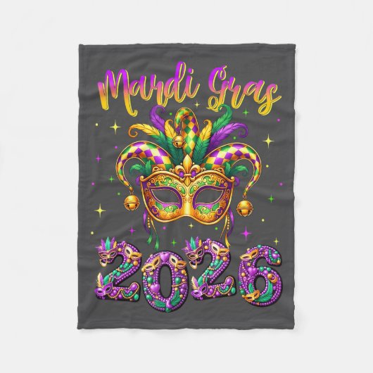 Happy Mardi Gras Carnival 2026 Jester Hat Men Wome Fleece Deken (Voorkant)